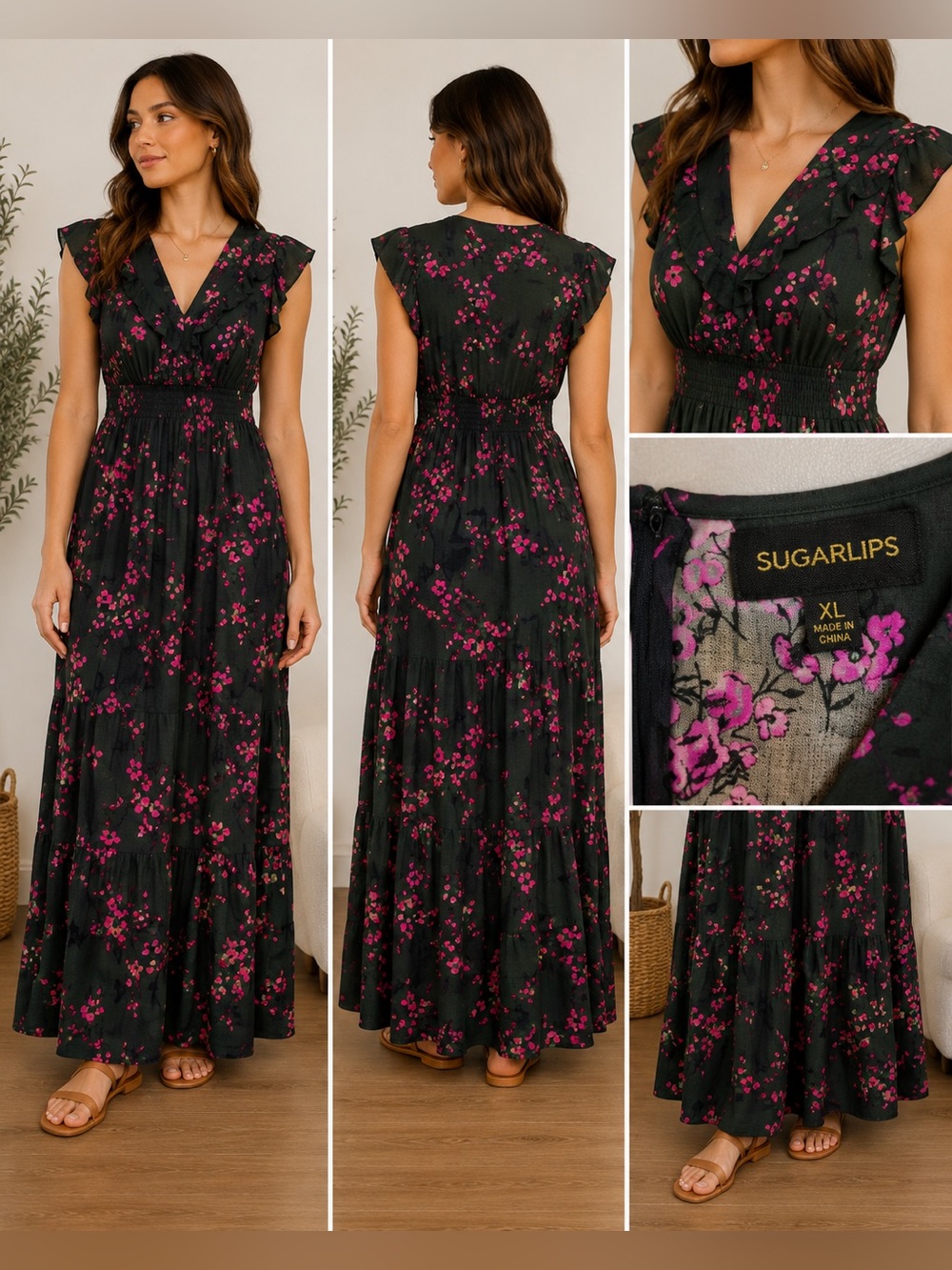 Floral Green and Pink Dress
